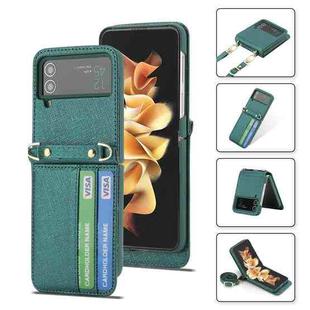 For Samsung Galaxy Z Flip4 POLA Light Luxury Card Slots Leather Phone Case(Green)