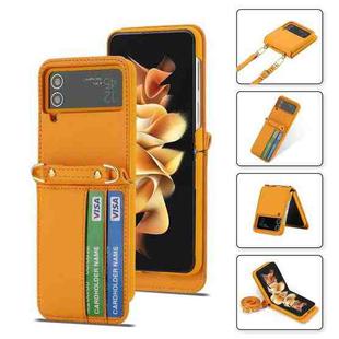 For Samsung Galaxy Z Flip4 POLA Light Luxury Card Slots Leather Phone Case(Yellow)