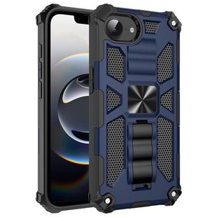 For iPhone 16e Armor Shockproof TPU Hybrid PC Magnetic Phone Case with Holder(Blue)
