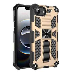 For iPhone 16e Armor Shockproof TPU Hybrid PC Magnetic Phone Case with Holder(Gold)
