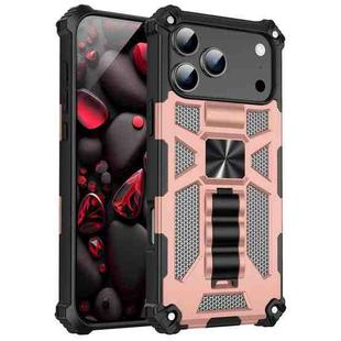 For iPhone 17 Pro Max Armor Shockproof TPU + PC Magnetic Phone Case with Holder(Rose Gold)
