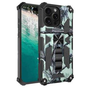 For iPhone 16 Pro Max Camouflage Armor Kickstand TPU Hybrid PC Magnetic Phone Case(Mint Green)