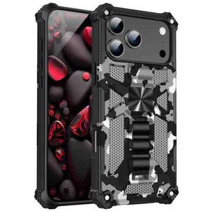 For iPhone 17 Pro Max Camouflage Armor Kickstand TPU + PC Magnetic Phone Case(Black)