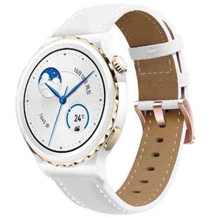 For Huawei Watch GT5 41mm Rose Gold Buckle Leather Watch Band(White)