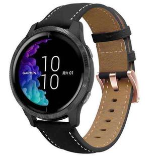 For Huawei Watch GT5 41mm Rose Gold Buckle Leather Watch Band(Black)