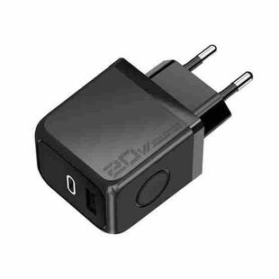 M167 PD 20W Type-C and USB QC 3.0 Fast Charger, Specification:EU Plug(Black)