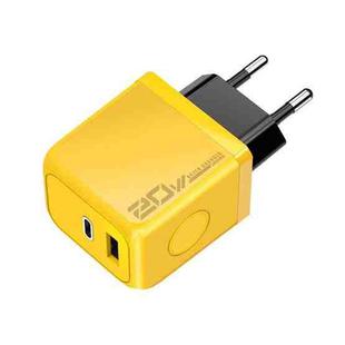 M167 PD 20W Type-C and USB QC 3.0 Fast Charger, Specification:EU Plug(Yellow)