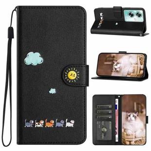 For OPPO A79 5G Cartoon Cats Leather Phone Case(Black)