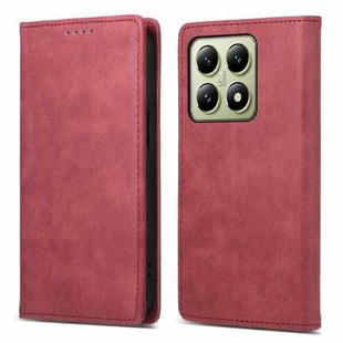 For Xiaomi 14T Business Solid Color Magnetic RFID Leather Phone Case(Red)