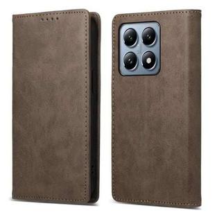 For Xiaomi 14T Pro Business Solid Color Magnetic RFID Leather Phone Case(Brown)