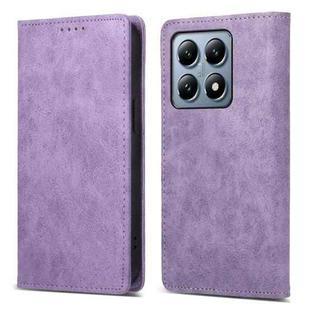 For Xiaomi 14T Pro Business Solid Color Magnetic RFID Leather Phone Case(Purple)