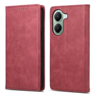 For Xiaomi Poco X7 Pro / Redmi Turbo 4 Business Solid Color Magnetic RFID Leather Phone Case(Red)