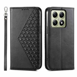 For Xiaomi 14T Cubic Grid Calf Texture Magnetic Leather Phone Case(Black)