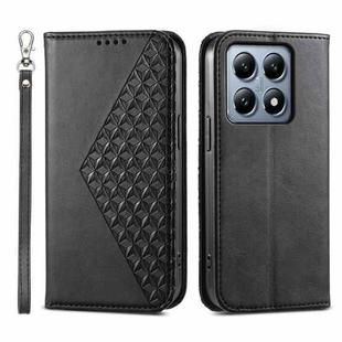 For Xiaomi 14T Pro Cubic Grid Calf Texture Magnetic Leather Phone Case(Black)