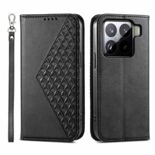 For Xiaomi 15 Cubic Grid Calf Texture Magnetic Leather Phone Case(Black)