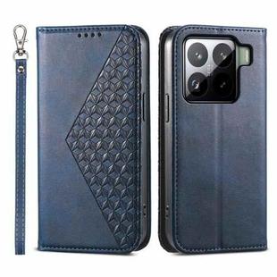 For Xiaomi 15 Cubic Grid Calf Texture Magnetic Leather Phone Case(Blue)