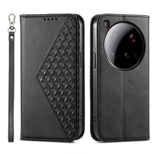 For Xiaomi 15 Ultra Cubic Grid Calf Texture Magnetic Leather Phone Case(Black)