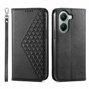 For Xiaomi Poco X7 Pro / Redmi Turbo 4 Cubic Grid Calf Texture Magnetic Leather Phone Case(Black)