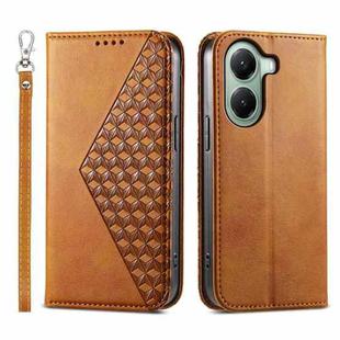 For Xiaomi Poco X7 Pro / Redmi Turbo 4 Cubic Grid Calf Texture Magnetic Leather Phone Case(Yellow)