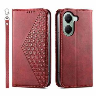 For Xiaomi Poco X7 Pro / Redmi Turbo 4 Cubic Grid Calf Texture Magnetic Leather Phone Case(Red)