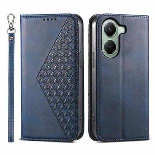 For Xiaomi Poco X7 Pro / Redmi Turbo 4 Cubic Grid Calf Texture Magnetic Leather Phone Case(Blue)