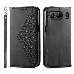 For OnePlus Nord 4 5G Cubic Grid Calf Texture Magnetic Leather Phone Case(Black)