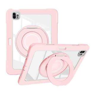 For iPad Pro 11 2022 / Air 10.9 2022 Crystal Armor PC Hybrid TPU Tablet Case with Pen Slot(Pink)