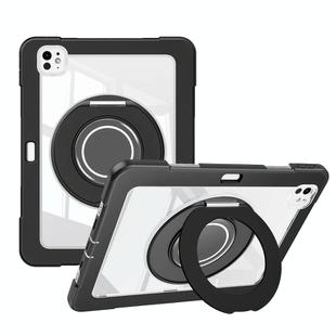 For iPad Pro 13 2024 Crystal Armor PC Hybrid TPU Tablet Case with Pen Slot(Black)