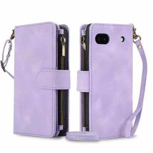 For Google Pixel 6 Dream 9-Card Zipper Wallet RFID Leather Phone Case with Lanyard(Purple)