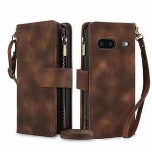 For Google Pixel 7 Dream 9-Card Zipper Wallet RFID Leather Phone Case with Lanyard(Brown)