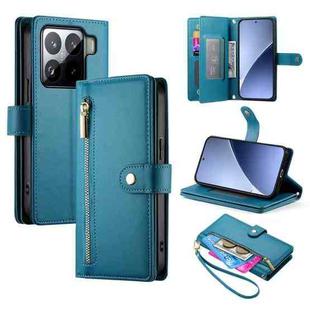 For Xiaomi 15 Nine Card-slot Zipper Wallet Bag Leather Phone Case(Blue)
