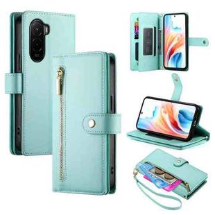 For Xiaomi Poco M7 4G 169mm Nine Card-slot Zipper Wallet Bag Leather Phone Case(Mint Green)