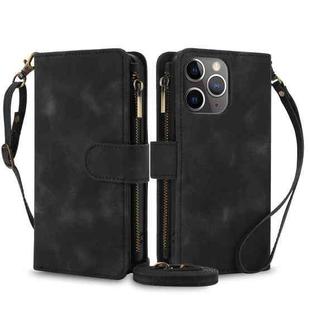 For iPhone 11 Pro Dream 9-Card Zipper Wallet RFID Leather Phone Case with Lanyard(Black)