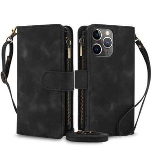 For iPhone 11 Pro Max Dream 9-Card Zipper Wallet RFID Leather Phone Case with Lanyard(Black)