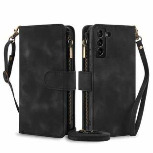 For Samsung Galaxy S21+ 5G Dream 9-Card Zipper Wallet RFID Leather Phone Case with Lanyard(Black)