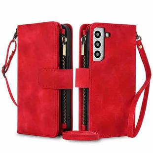 For Samsung Galaxy S22+ 5G Dream 9-Card Zipper Wallet RFID Leather Phone Case with Lanyard(Red)