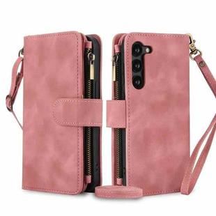 For Samsung Galaxy S23 5G Dream 9-Card Zipper Wallet RFID Leather Phone Case with Lanyard(Rose Gold)