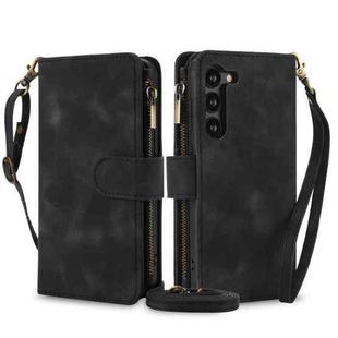 For Samsung Galaxy S23+ 5G Dream 9-Card Zipper Wallet RFID Leather Phone Case with Lanyard(Black)