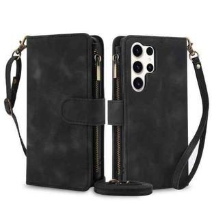 For Samsung Galaxy S23 Ultra 5G Dream 9-Card Zipper Wallet RFID Leather Phone Case with Lanyard(Black)