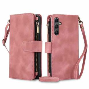 For Samsung Galaxy S24 5G Dream 9-Card Zipper Wallet RFID Leather Phone Case with Lanyard(Rose Gold)