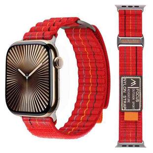 For Apple Watch 42mm / 41mm / 40mm / 38mm Dual-section Sports Nylon Loop Watch Band(Red)