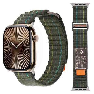 For Apple Watch 42mm / 41mm / 40mm / 38mm Dual-section Sports Nylon Loop Watch Band(Green)