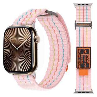 For Apple Watch 42mm / 41mm / 40mm / 38mm Dual-section Sports Nylon Loop Watch Band(Pink)