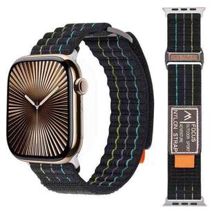 For Apple Watch 42mm / 41mm / 40mm / 38mm Dual-section Sports Nylon Loop Watch Band(Black)