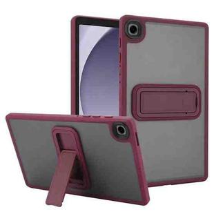 For Samsung Galaxy Tab A9 Skin Feel Holder PC Hybrid TPU Tablet Case(Wine Red)
