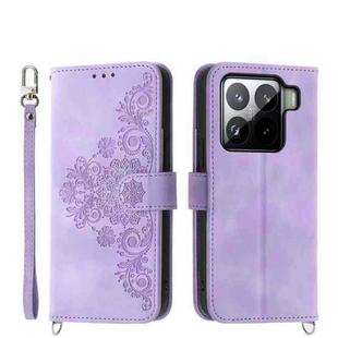 For Xiaomi 15 Skin Feel Flowers Embossed Wallet Leather Phone Case(Purple)