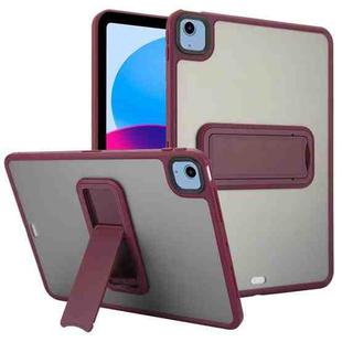 For iPad 10th Gen 10.9 2022 Skin Feel Holder PC Hybrid TPU Tablet Case(Wine Red)