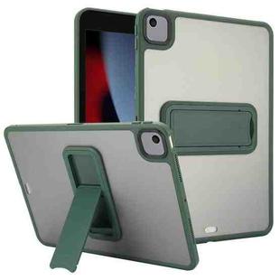 For iPad 10.2 2021 / 2020 / 2019 Skin Feel Holder PC Hybrid TPU Tablet Case(Dark Green)