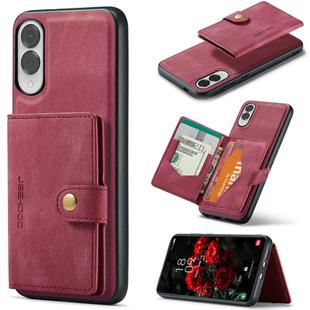For Samsung Galaxy S25 Edge 5G JEEHOOD J01 Retro Magnetic Detachable Wallet Phone Case(Red)