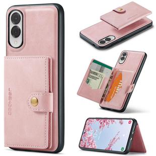 For Samsung Galaxy S25 Edge 5G JEEHOOD J01 Retro Magnetic Detachable Wallet Phone Case(Pink)